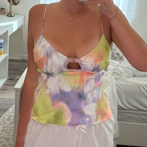 Multi color satin tank top